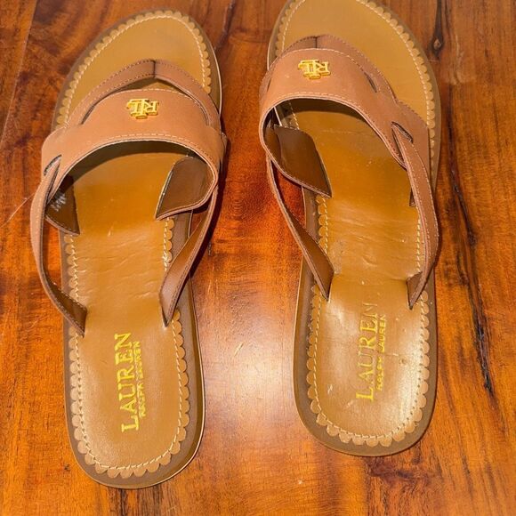Lauren by Ralph Lauren Rosalind Sandal, Tan, EUC sz 11 - Picture 2 of 4